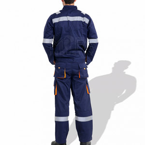 Uniforme de trabajador de construcción duradero personalizado con tiras reflectantes, múltiples bolsillos e impresión de logotipos - Product Image 3