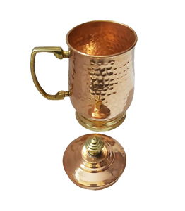 Mules élégantes en cuivre massif de Moscou Mules Ses Hers Chope à bière avec poignée Couvercle Sublimation Eau Vin & Tasses à café Cadeau Tasses à café - Product Image 1