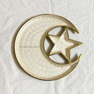 Plateau en métal et aluminium avec émail Design fini et fait main Fruits et dattes Plateau de service pour les hôtels spéciaux du Ramadan - Product Image 4