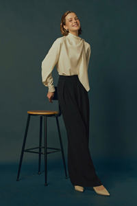 Meilleur choix Twilight Blouse drapée à col haut pour femmes ODM Services grande taille pour automne hiver printemps été - Product Image 2