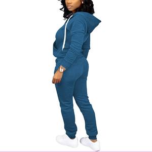 Femmes grande taille automne Jogging ensembles à manches longues deux pièces personnalisé survêtement col rond sweat strass solide impression - Product Image 6