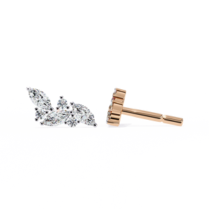 Lovely Gold Minimalist Marquise Floral Stud Pendientes Lab Grown Diamond Cluster IGI Certified Romantic Elegant and Chic - Product Image 1