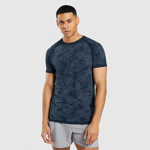 Camiseta ajustada al por mayor logotipo personalizado 100% poliéster Camisetas cuello redondo ropa de entrenamiento camisas de hombre impresas personalizadas de calle alta - Product Image 5