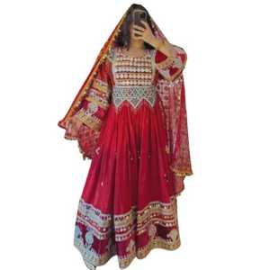 Robes afghanes kuchi modernes grande taille 2025, robes formelles pour femmes, haute qualité, décoration en dentelle écologique, coupe trapèze, longueur genou - Product Image 1