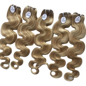 Cuticle Aligned Raw Virgin Temple Grade Brazilian Soft and <b>Silky</b> Color No. #27/613 Body Wave Human Hair Bundles Extension Vendor - Product Image 1