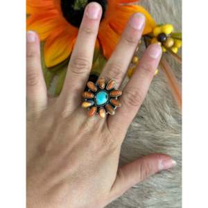 Southwest Handmade <b>Turquoise</b> Opal Sterling Silver Adjustable <b>Ring</b> - Product Image 2
