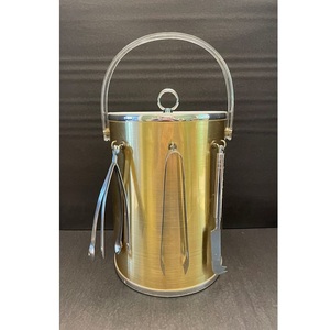 Cubo de hielo de doble pared de aluminio de acero inoxidable y metal de latón 100% Combo de latón de color dorado de última moda para fiestas y bebidas - Product Image 1