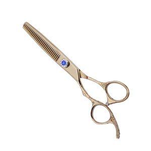 Tijera para adelgazar el cabello para salón de belleza, hoja recta afilada, 32 dientes, apósitos para el cabello, Tijera con reposapiés y tornillo elegante - Product Image 1