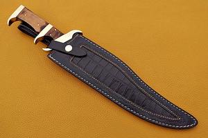 Cuchillo Bowie de Acero de Damasco Hecho a Mano con Mango de Madera y Funda de Cuero Fino, Cuchillo para Exteriores, Cuchillo al por Mayor - Product Image 4