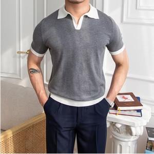 2023 nueva camiseta Polo de verano Polo de punto en contraste de Color Para hombre cuello Polo camiseta versátil tendencia de moda nuevo producto Camiseta polo - Product Image 2