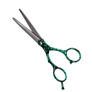 Tijeras de corte de pelo de peluquero con mango recubierto de papel Tijeras de acero inoxidable para peluquería de bebé con reposapiés - Product Image 1