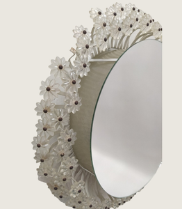 Espejo de pared con espejo de flores de cristal con lámparas, candelabro de pared veneciano, decoración de pared colgante floral - Product Image 1