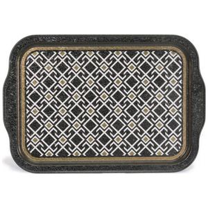 ถาดเสิร์ฟทรงสี่เหลี่ยมโลหะพร้อมที่จับลายเส้นเรขาคณิตลายเส้นดีไซน์แบบไร้รอยต่อ215x316มม. - Product Image 1