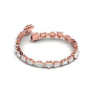 9K Yellow / White / <b>Rose</b> <b>Gold</b> Lab Grown Diamond Multi Fancy Shape Tennis Bracelet OEM Jewelry - Product Image 4