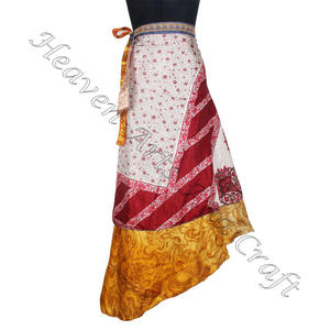 New Vintage Sari Wrap <b>Skirt</b> Reversible Two Layer Indian Vintage <b>Silk</b> Magic Wrap <b>Skirt</b> Indian Handmade 2 Layer Vintage Recycle - Product Image 1