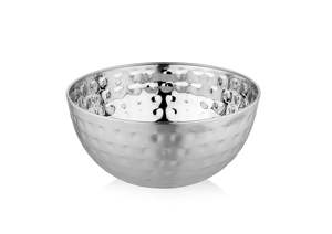 <b>Top</b> Grade Mirror Finished Hammered Stainless Steel Bowl Versatile Serving for Kitchens Dining Parties Glass Metal Material - Product Image 3