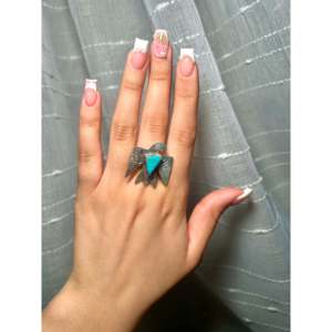 Jude Candelaria Kingman Turquoise & Sterling Silver <b>Adjustable</b> <b>Ring</b> for Gift with Bezel Setting Inlay Technology - Product Image 4