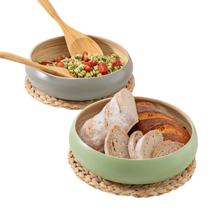 Bols à salade en bambou biodégradable écologique fait à la main coffrets cadeaux de cuisine vente en gros de style campagnard moderne multi-usages pour les fruits - Product Image 1