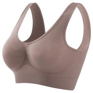 Sujetador deportivo OEM transpirable, a prueba de golpes, acolchado con elastano, push-up, para correr y yoga, espalda cruzada, negro liso, sin costuras, para mujer - Product Image 5