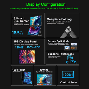 Eimio Personnaliser Moniteur portable pliable de jeu FHD IPS 18,5 pouces 1080P 120HZ Type-C 72% SRGB à double support - Product Image 5