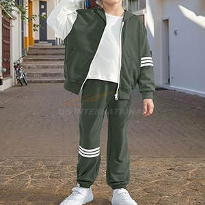 Green Boy Conjunto de pantalones de 2 piezas Otoño ColorBlock Manga larga Cremallera Sudadera con capucha y pantalones Traje Casual Deportivo Chándal de dos piezas - Product Image 3