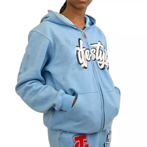 Ventes en gros de sweats à capuche à fermeture éclair tendance avec impression, logo personnalisé, design en vrac, sweats à capuche décontractés pour hommes, sweats à capuche à fermeture éclair intégrale pour hommes - Product Image 1