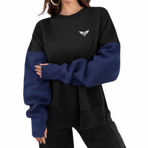 Custom Womens Oversized Crewneck Sweatshirt Gray Casual Loose Fit Long Sleeve Pullover - Product Image 2