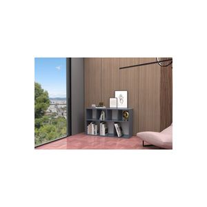 Versatile & Space-Saving Modern Twin 7-Shelf Anthracite Disassembled Living Room Bookshelf & Multi-Purpose <b>Storage</b> - Product Image 3