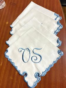 Serviettes en tissu festonnées en lin 100% de haute qualité Techniques faites à la main de conception unique haut de gamme pour les restaurants, coutume de haute qualité - Product Image 6