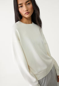 Solid Women Sweatshirts Oversized O-Neck 100% Cotton <b>Drop</b> Shoulder Baggy Style Pullover Sweatshirt Custom Logo - Product Image 2