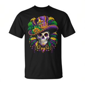 Camiseta de Carnaval con Diseño de Calavera de Azúcar de Mardi Gras, Temática de Nueva Orleans, Unisex para Adultos - Product Image 2