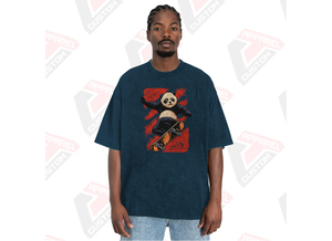 T-shirt élégant délavé à l'acide pour homme Design tendance confortable avec appliques écologiques pour l'été en velours côtelé batik denim - Product Image 5