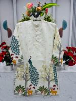 Kurta indienne pour femme, coupe ajustée, multicolore, en pur coton, broderie et travail de miroirs, idéale pour les mariages et le Diwali