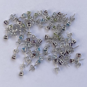 5mm Natural Semi Precious Stone Stud <b>Earrings</b> Amethyst Citrine <b>Peridot</b> Garnet Topaz 925 Sterling Silver Finding Supply Alibaba - Product Image 4