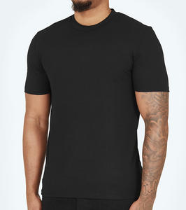 Venta al por mayor de alta calidad impermeable de peso pesado O cuello de manga corta Logotipo de impresión personalizada Casual Knit Camiseta ajustada para los hombres - Product Image 1