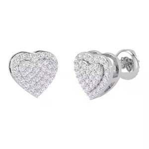 Venta al por mayor a granel Diamantes en forma de corazón Stud Pendientes de moda Diseño de moda para la boda y el compromiso para las señoras - Product Image 2
