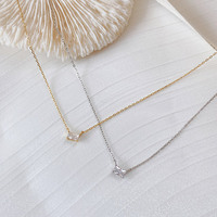 Collier en Moissanite Baguette Dorée en Gros, Faible MOQ, Bijoux Pierre de Naissance