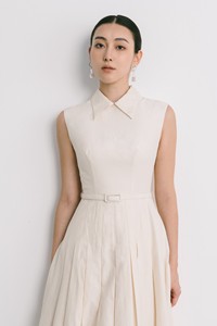 ชุดเดรสสตรีสไตล์หรูหราชุดเดรสมิดิมีจีบลายดอกไม้ผ้าฝ้ายผ้าแจ็คการ์ด - Product Image 3