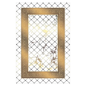 Tapis de salon en chenille antidérapant, imprimé numériquement, motif abstrait contemporain, couleur terre cuite dorée, lavable en machine, vente en gros, modèle LXDP-0501 de RUGS DEPOT - Product Image 1