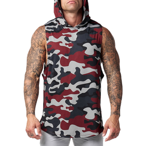 Wholesale Summer <b>Men's</b> Fitness Clothing <b>Gym</b> <b>Vests</b> <b>Men</b> Bodybuilding Hoodie Tank Top Workout Custom Sleeveless Hoodie - Product Image 1