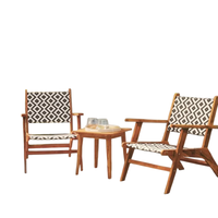 Ensemble table basse et chaises en bois d'acacia durable, moderne et écologique, à motifs, pour salon et appartement - Résistant à l'eau et aux UV