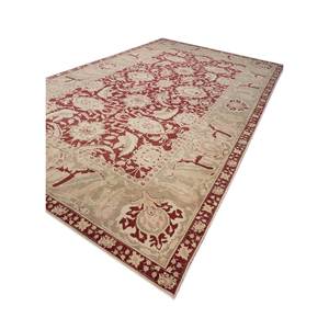 Tapis en laine noués à la main Aalam, motifs abstraits rectangulaires rouge-orange, pour entrée de maison - Pae-5774 9x12 pour sol domestique - Product Image 2