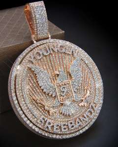 Moissanite Iced Out Round Cut Hip Hop Diamond Colgantes & Charms Plata de Ley 925 - Product Image 3