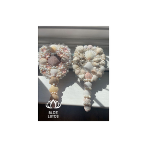 กระจกมือถือประดับเปลือกหอยเหมาะสำหรับการดูแลส่วนบุคคลของจำเป็นสำหรับการเดินทางหรือเป็นของขวัญที่ได้แรงบันดาลใจจากชายฝั่งสุดน่ารัก - Product Image 1