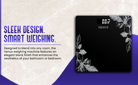Balance de salle de bain numérique en verre de couleur élégante, capacité de 180 kg, écran LCD, durable, VENUS EPS-2001, argent, précision de 100 g, 1 an