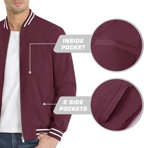 <b>Men's</b> Lightweight Canvas Bomber <b>Jackets</b> Varsity <b>Flight</b> <b>Jacket</b> Water Resistant Baseball Windbreaker Stand Hooded Winter Letter - Product Image 5