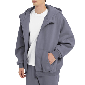 Sweats à capuche surdimensionnés pour hommes personnalisés, à épaules tombantes, avec fermeture éclair, 100% coton, fabricant de sweats à capuche pour hommes pour l'hiver - Product Image 3
