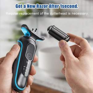 Tête de rasoir électrique à double lame pour homme, remplaçable, lavable, rasage rotatif pour le visage et le corps, interface en allemand - Product Image 4