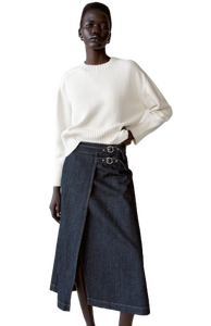 Jupe portefeuille en jean à la mode pour femmes Jupe polyvalente confortable et élégante pour les tenues de tous les jours de voyage de style de rue décontracté - Product Image 6