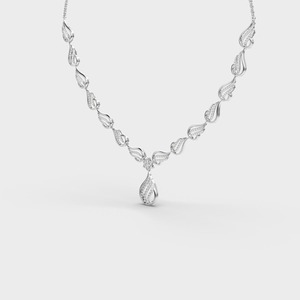 Collar con Colgante de Diamante Redondo Cultivado en Laboratorio, Certificado por IGI, para Mujer, Oro Amarillo/Blanco/Rosa de 14K, Diseño Floral - Product Image 2